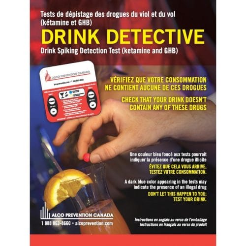 Test de dépistage des drogues du viol et du vol Drink Detective