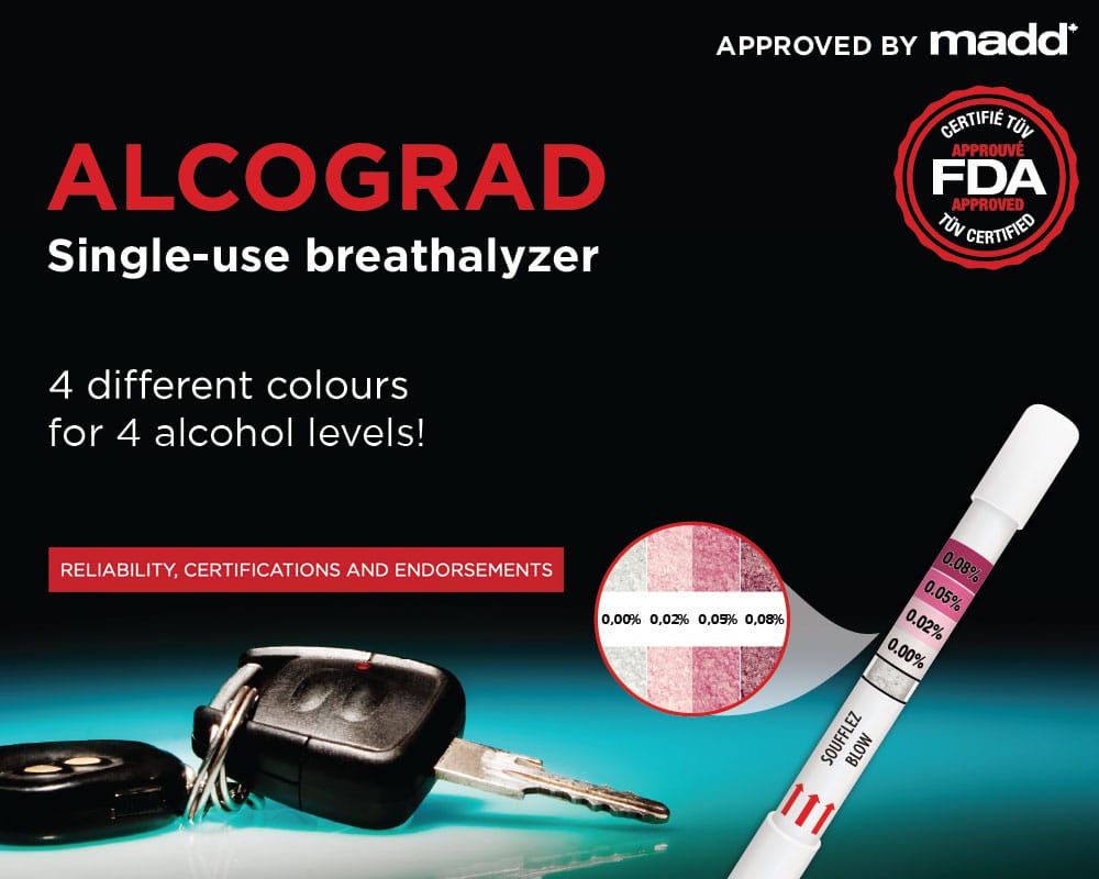 Alcograd single use breathalyzer