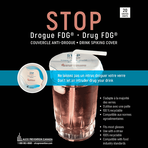STOP Drug FDG ® Drink Spiking Cover - Packaging 600 x 600